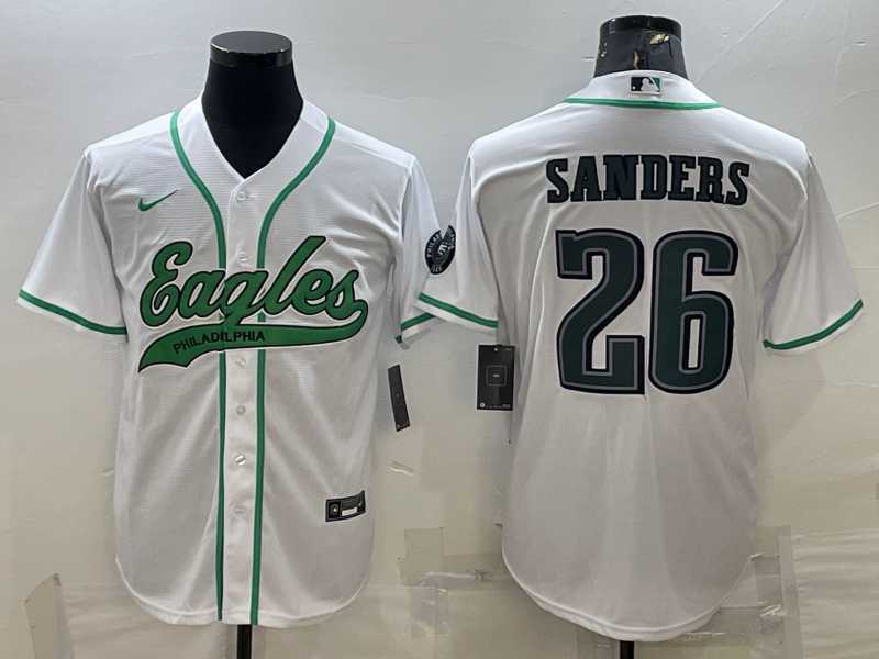 Men's Philadelphia Eagles #26 Miles Sanders White With Patch Cool Base Stitched Baseball Jersey,We sell and wholesale Men's Philadelphia Eagles #26 Miles Sanders White With Patch Cool Base Stitched Baseball Jersey on line form chian!
